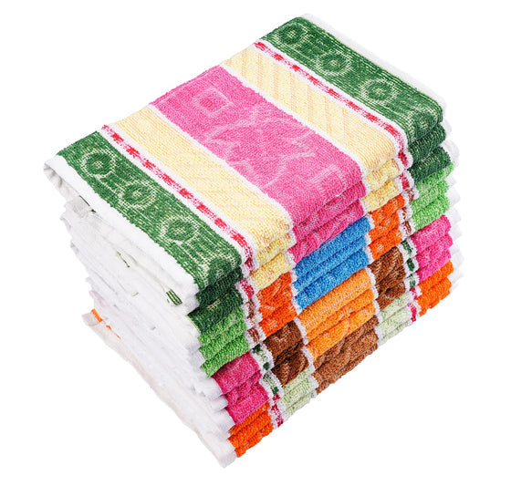 JENNY DENIAL Cotton Small Size Hand Towels Set of 12 Soft & Super Absorbent for Kitchen 250 GSM Size 10 * 17 Inch