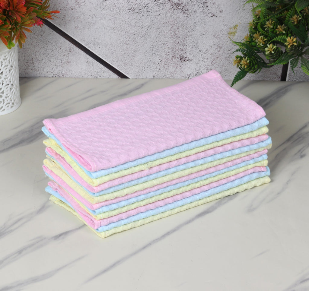 Jenny Denial pastel multicolour non-terry cotton face towels with woven check texture – view 1