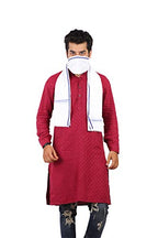 100% pure Cotton White blue Gamcha/Gomasa for Men 300 GSM handloom printed (size :: Full size) Stole angocha