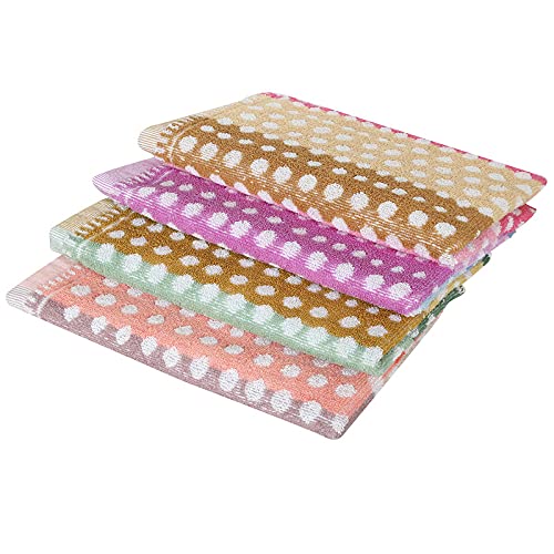 JENNY DENIAL 100% Cotton Hand Towel Set of 4 Soft Multi Color 375 GSM (Size 14 * 21 Inch)