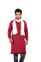 JENNY DENIAL 100% Pure Cotton White Gamcha/Gomasa for Men 300 GSM Handloom Printed (Size :: Full Size) Stole angocha