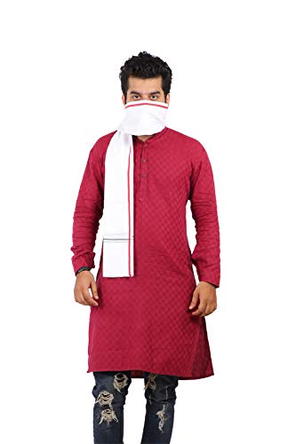 100% pure multi color Cotton White Gamcha/Gomasa for Men 300 GSM handloom printed (size :: Full size) Stole angocha