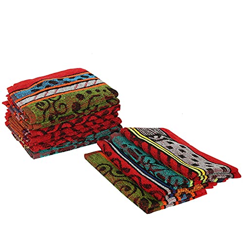 JENNY DENIAL 100% Cotton 275 GSM Hand Napkin Towel Set of Soft Multi Color (Size 11 * 17 Inch)