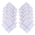 JENNY DENIAL 100% Cotton White Handkerchief/Rumal for men and boys Big size XXL Size 48 * 48 Cm Checked design Combo Pack