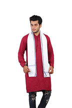 100% pure Cotton White blue Gamcha/Gomasa for Men 300 GSM handloom printed (size :: Full size) Stole angocha