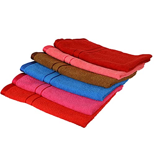 JENNY DENIAL 100% Cotton Hand Towels Set of 06 Soft & Super Abosrbent Absorbent (475 GSM) Multi Color (Size 16 * 24 Inch)
