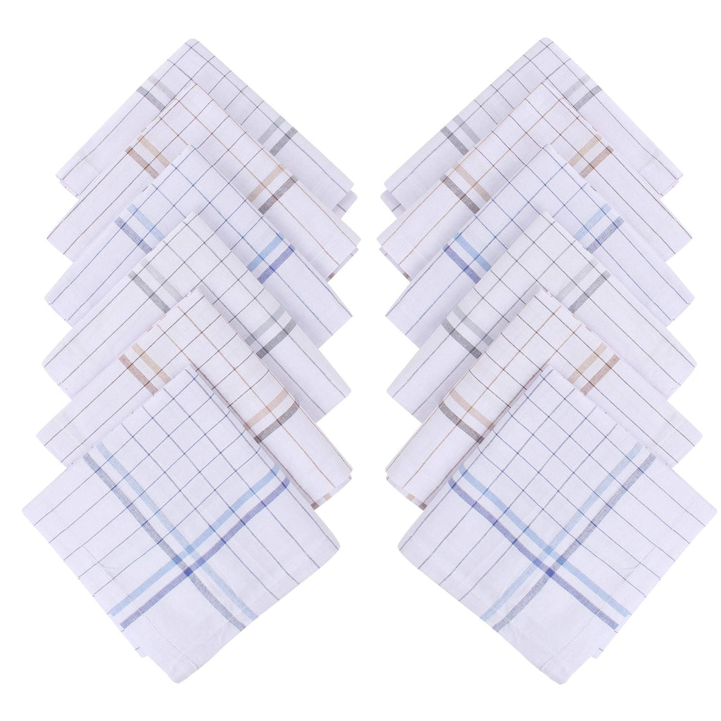 JENNY DENIAL PURE COTTON MULTICOLOR Strips Handkerchief/RUMAL FOR MEN PACK OF 12 (Size 48 * 48 CM)