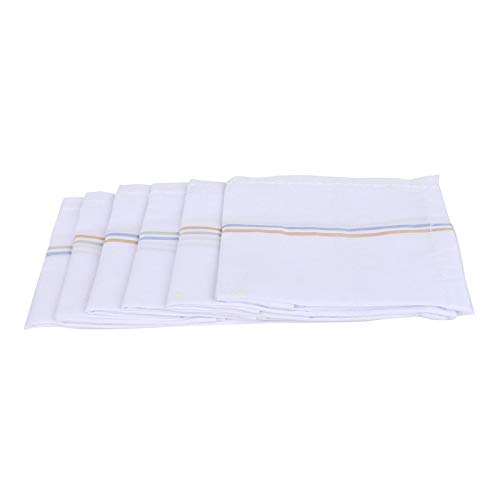 JENNY DENIAL PURE COTTON Multicolor Strips white RUMAL/hnadkerchief FOR MEN PACK OF 06 (Size 46 * 46CM) hankies