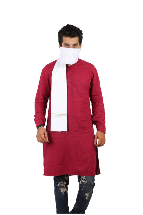 100% Pure Cotton Saffron Gamcha/Gomasa for Men 300 GSM Handloom Printed (Size :: Full Size) Stole angocha