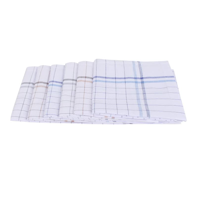 JENNY DENIAL 100% Cotton White Handkerchief/Rumal for men and boys Big size XXL Size 48 * 48 Cm Checked design Combo Pack