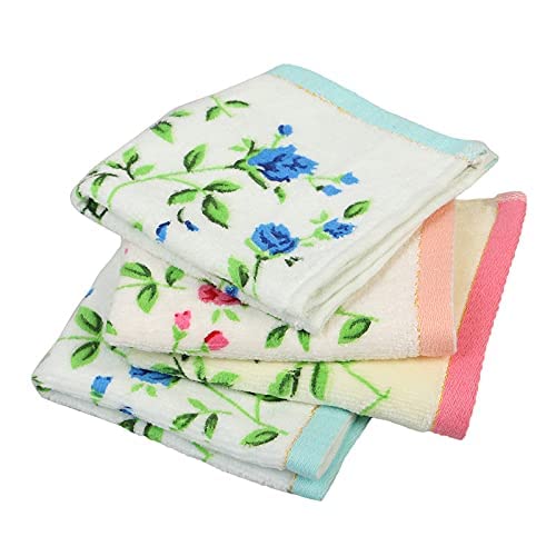 JENNY DENIAL 100% Velvet Luxury Cotton Printed Face Towel Set of 12 Soft & Absorbent (Size :: Small 25 * 25 Cm) Color:: Bright Multicolor 400 GSM