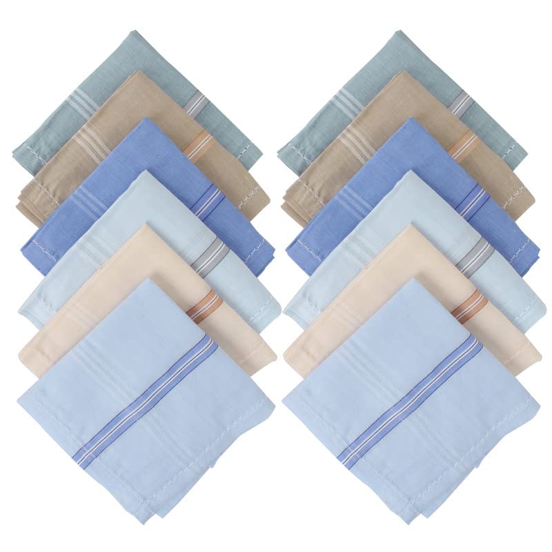 JENNY DENIAL 100% Cotton Multicolor Handkerchief/Rumal for men and boys Big size XXL Size 48 * 48 Cm Strip design Combo Pack