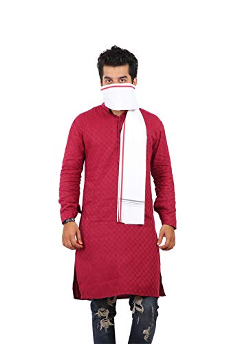 100% pure multi color Cotton White Gamcha/Gomasa for Men 300 GSM handloom printed (size :: Full size) Stole angocha