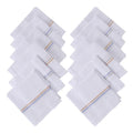 JENNY DENIAL 100% CottoN White Handkerchief/Rumal for men and boys Big size XXL Size 48 * 48 Cm Strip design Combo Pack