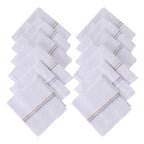 JENNY DENIAL 100% CottoN White Handkerchief/Rumal for men and boys Big size XXL Size 48 * 48 Cm Strip design Combo Pack