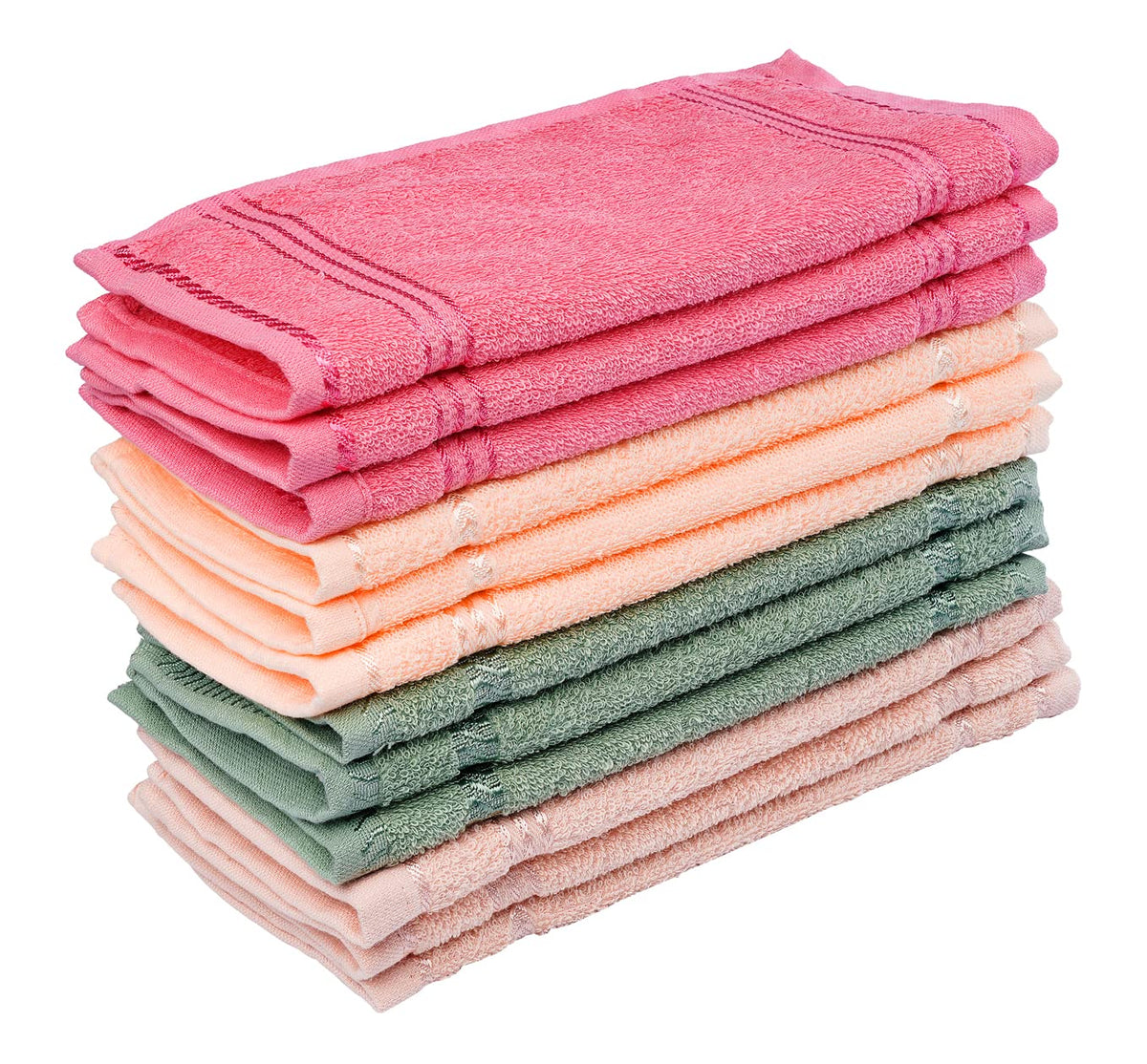 JENNY DENIAL 100% Cotton Zero Twist Face Towel 300 GSM Set of 12 pcs (Small Size :: 27 * 27 cm) Multi Color (12)