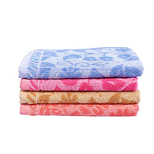 JENNY DENIAL 100% Cotton Hand Towels Set of 4 Soft (400 GSM) Multicolor (Size 14 * 21 Inch) Medium