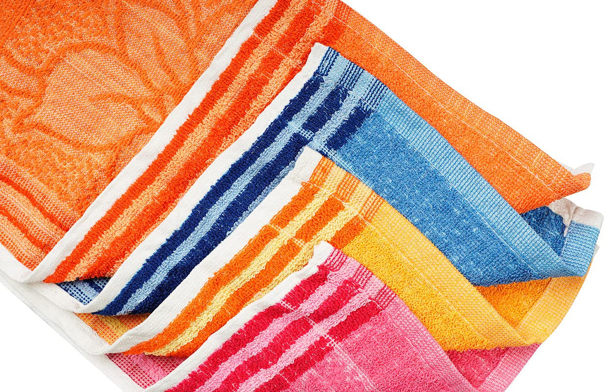 JENNY DENIAL Pure Cotton Hand Towels Set of 12 270 GSM (Size :: Small 10 * 17 Inch) Color :: Multi