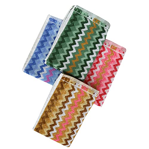 JENNY DENIAL 100% Cotton Hand Towels Set of 4 Soft & Absorbent (375 GSM) Multi Color (Size 14 * 21 Inch)