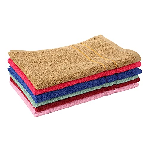 JENNY DENIAL 100% Cotton Hand Towels Set of 06 Soft & Super Abosrbent for Kitchen, Bathroom (425 GSM) Multi Color (Size 16 * 24 Inch)