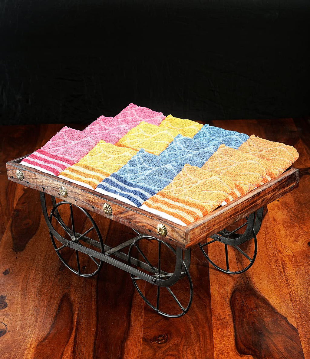 JENNY DENIAL 100% Cotton 275 GSM Hand Napkin Towel Set of Soft Multi Color (Size 11 * 17 Inch)