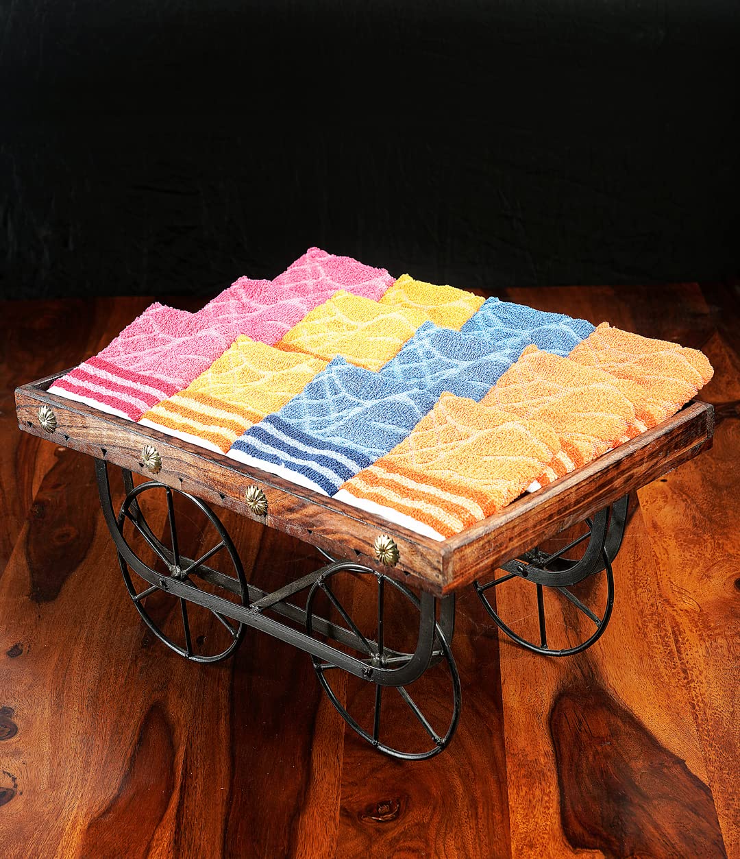 JENNY DENIAL 100% Cotton 275 GSM Hand Napkin Towel Set of Soft Multi Color (Size 11 * 17 Inch)