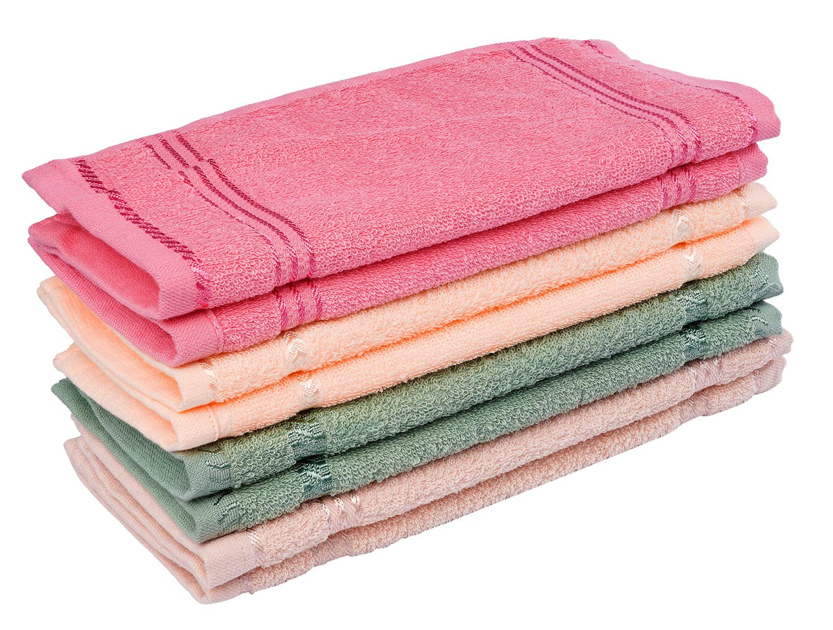 JENNY DENIAL 100% Cotton Zero Twist Face Towel 300 GSM Set of 12 pcs (Small Size :: 27 * 27 cm) Multi Color (12)