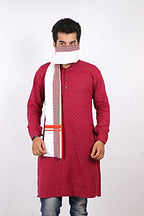 JENNY DENIAL 100% Pure Cotton Saffron Modi Gamcha/Gomasa for Men 300 GSM Handloom Printed (Size :: Full Size) Stole White Color Pack of angocha