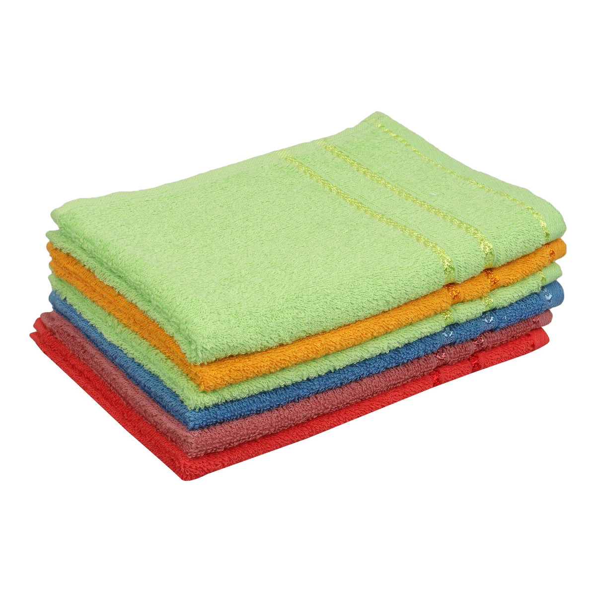 JENNY DENIAL 100% Cotton Hand Towels Set of 06 Soft & Super Abosrbent for Kitchen, Bathroom (425 GSM) Multi Color (Size 14 * 21 Inch)
