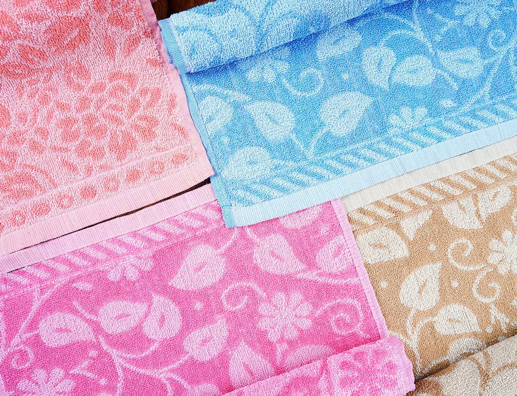 JENNY DENIAL 100% Cotton Hand Towels Set of 4 Soft (400 GSM) Multicolor (Size 14 * 21 Inch) Medium