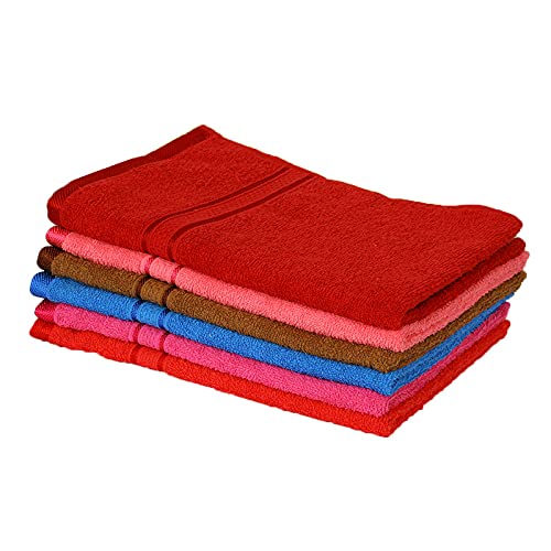 JENNY DENIAL 100% Cotton Hand Towels Set of 06 Soft & Super Abosrbent Absorbent (475 GSM) Multi Color (Size 16 * 24 Inch)