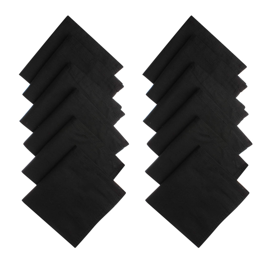 JENNY DENIAL PURE COTTON Black RUMAL/Handkerchief For Men PACK OF 12 (Size 48 * 48 CM) hankies