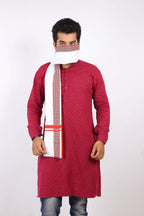 100% Pure Cotton Gamcha/Gomasa for Men 300 GSM Handloom Printed (Size :: Full Size) Stole Color White angocha