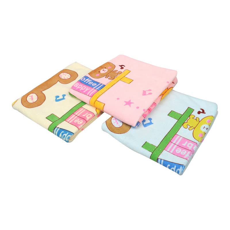 JENNY DENIAL Super Absorbent Cotton Microfiber Soft Baby boy and Girl Bath Towel for new Born/Infants/Toddlers Cartoon Print Multicolor Combo Pack of 3pc