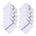 JENNY DENIAL 100% Cotton Pure White Handkerchief/Rumal for men and boys Big size XXL Size 48 * 48 Cm Strip design Combo Pack