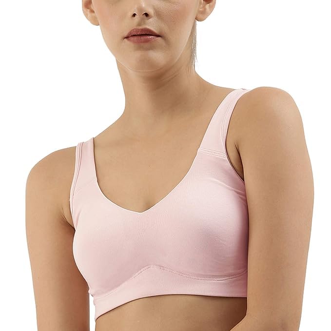 SCTC Combed Cotton Seamless b-Cup Sport Bra for Girls/Women Wireless & Non Padded Full Coverage Sleep and shapper Bra Pack of 1 pc Color May Vary Size