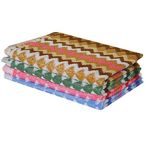 JENNY DENIAL 100% Cotton Hand Towels Set of 4 Soft & Absorbent (375 GSM) Multi Color (Size 14 * 21 Inch)