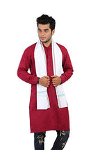 JENNY DENIAL 100% Pure Cotton White Gamcha/Gomasa for Men 300 GSM Handloom Printed (Size :: Full Size) Stole angocha