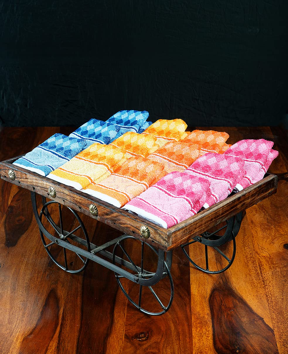 JENNY DENIAL Pure Cotton Hand Towels Set of 12 270 GSM (Size :: Small 10 * 17 Inch) Color :: Multi