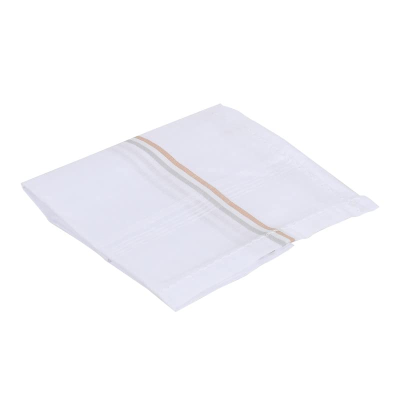 JENNY DENIAL 100% Cotton White Handkerchief/Rumal for men and boys Big size XXL Size 48 * 48 Cm Strip design Combo Pack
