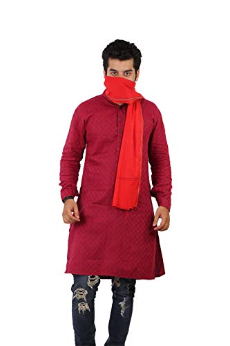 100% pure Cotton Saffron Gamcha/Gomasa for Men 300 GSM handloom printed (size :: Full size) Stole bhagwa color angocha