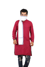 100% pure Cotton White blue Gamcha/Gomasa for Men 300 GSM handloom printed (size :: Full size) Stole angocha