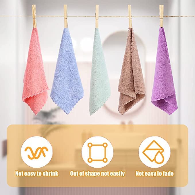 JENNY DENIAL® 250 GSM Microfiber Cotton face Towel Ultra Soft Light Weight and Fully Water Absorbent Small Size (9 * 9inch) Multicolor Combo Pack Set of