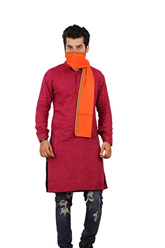 JENNY DENIAL 100% pure Cotton Saffron (orange) (bhagwa) color bath towel/Gamcha/Gomasa/angocha/gamocha Men 300 GSM handloom printed (size :: Full size) pack of