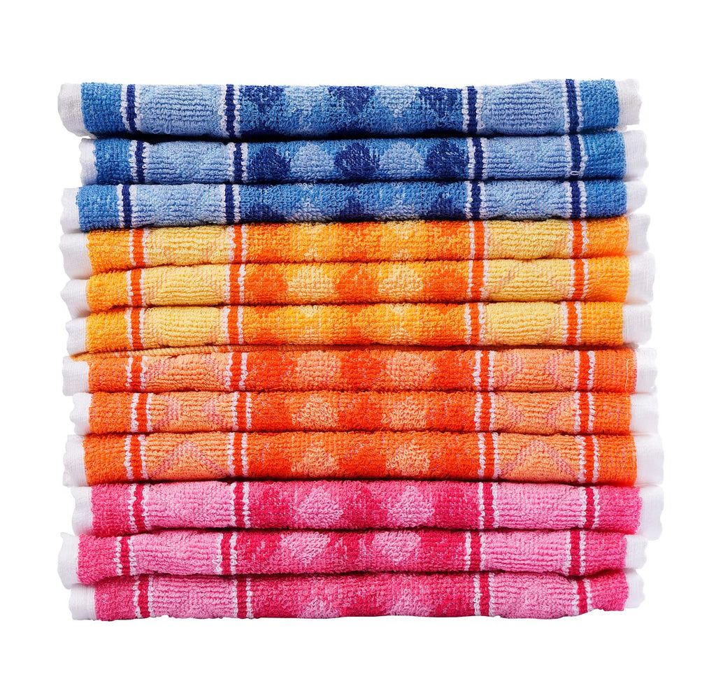 JENNY DENIAL Pure Cotton Hand Towels Set of 12 270 GSM (Size :: Small 10 * 17 Inch) Color :: Multi