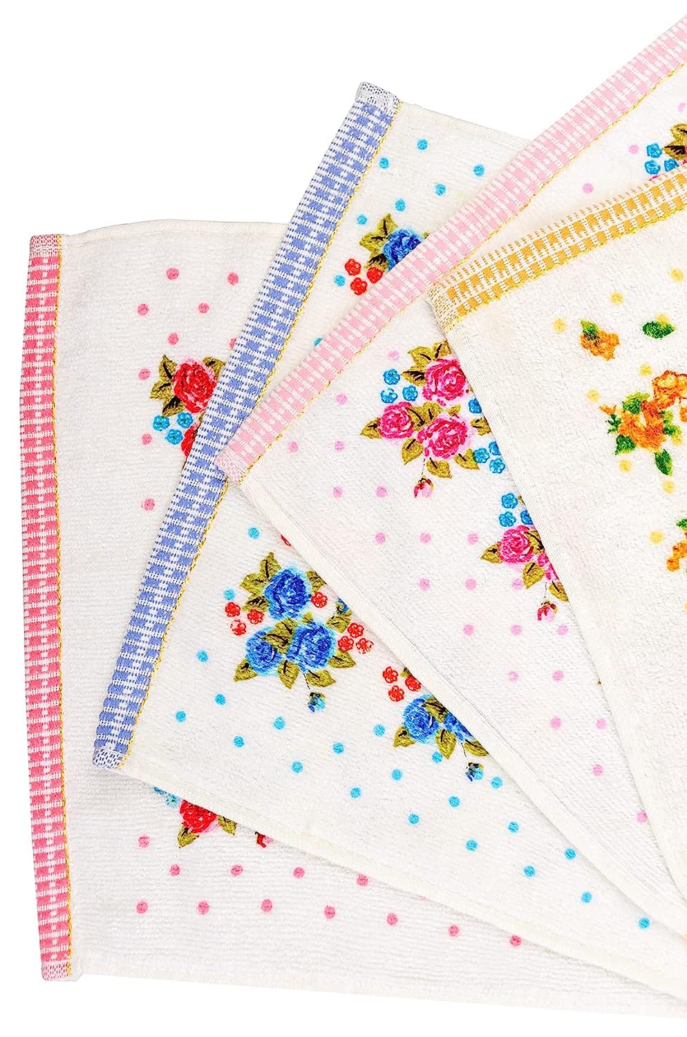 JENNY DENIAL 100% Velvet Luxury Cotton Printed Face Towel Set of 12 Soft & Absorbent (Size :: Small 25 * 25 Cm) Color:: Bright Multicolor 400 GSM