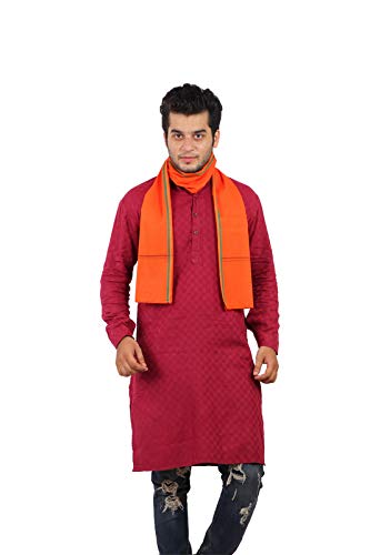 JENNY DENIAL 100% pure Cotton Saffron (orange) (bhagwa) color bath towel/Gamcha/Gomasa/angocha/gamocha Men 300 GSM handloom printed (size :: Full size) pack of