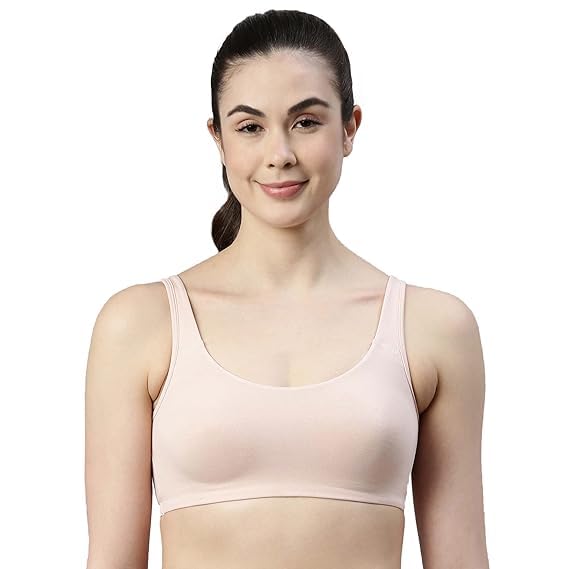 SCTC Combed Cotton Seamless b-Cup Sport Bra for Girls/Women Wireless & Non Padded Full Coverage Sleep and shapper Bra Pack of 1 pc Color May Vary Size
