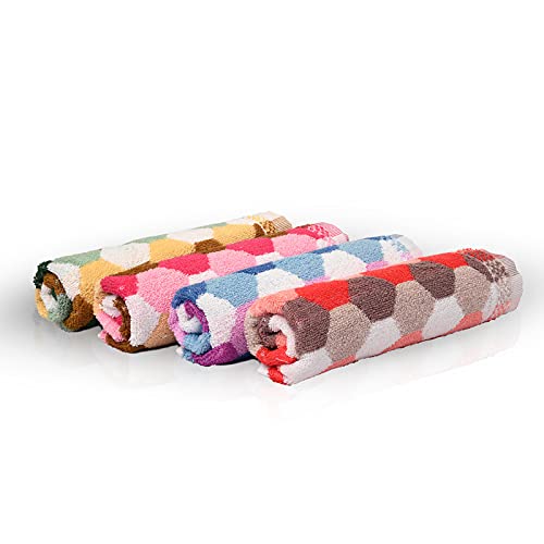 JENNY DENIAL 100% Cotton Hand Towels Set of 4 Soft (400 GSM) Multicolor (Size 14 * 21 Inch) Medium