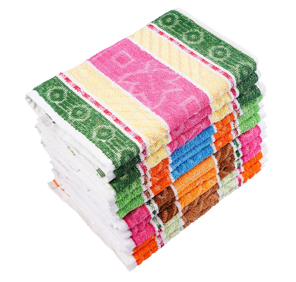 JENNY DENIAL Cotton Small Size Hand Towels Set of 12 Soft & Super Absorbent for Kitchen 250 GSM Size 10 * 17 Inch
